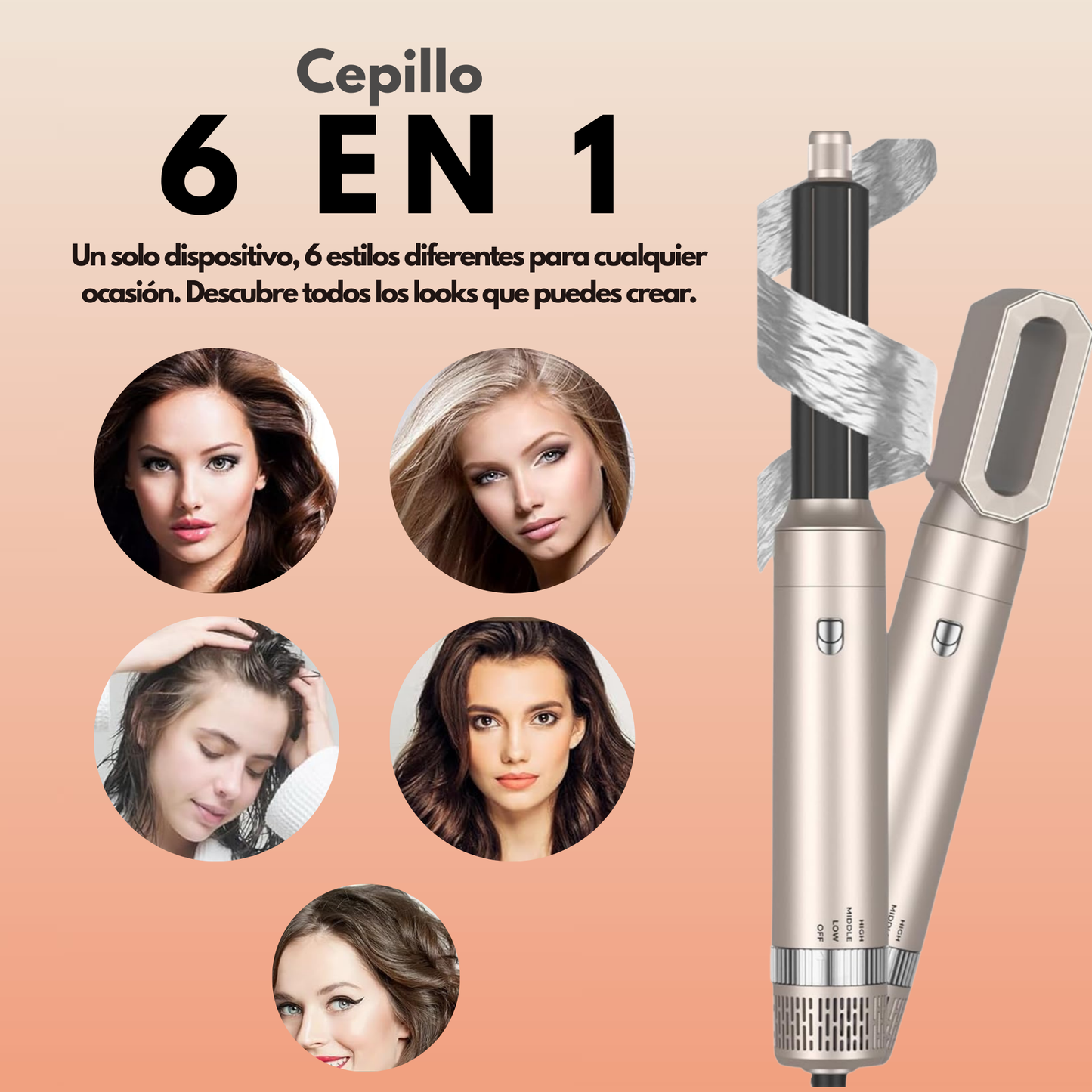 Cepillo De Aire Caliente 6 En 1