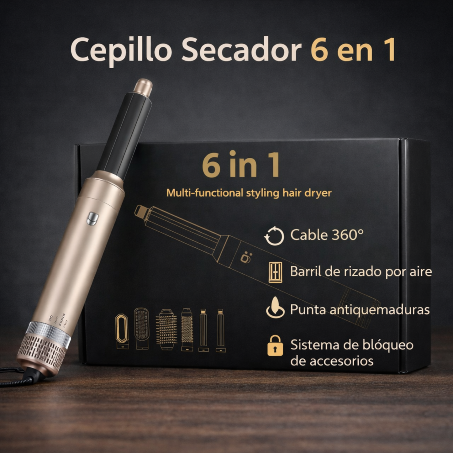 Cepillo De Aire Caliente 6 En 1